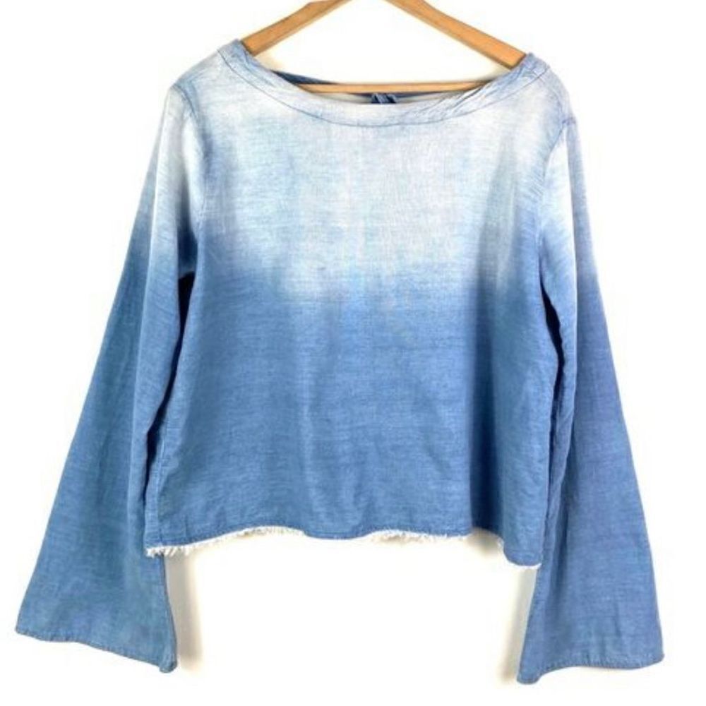 Cloth & stone Blue hombre button back top